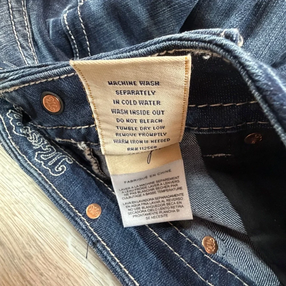 Buckle Miss‎ Me Womens Mid Rise Skinny Jeans Dark Wash Fleur De Lis Size 28